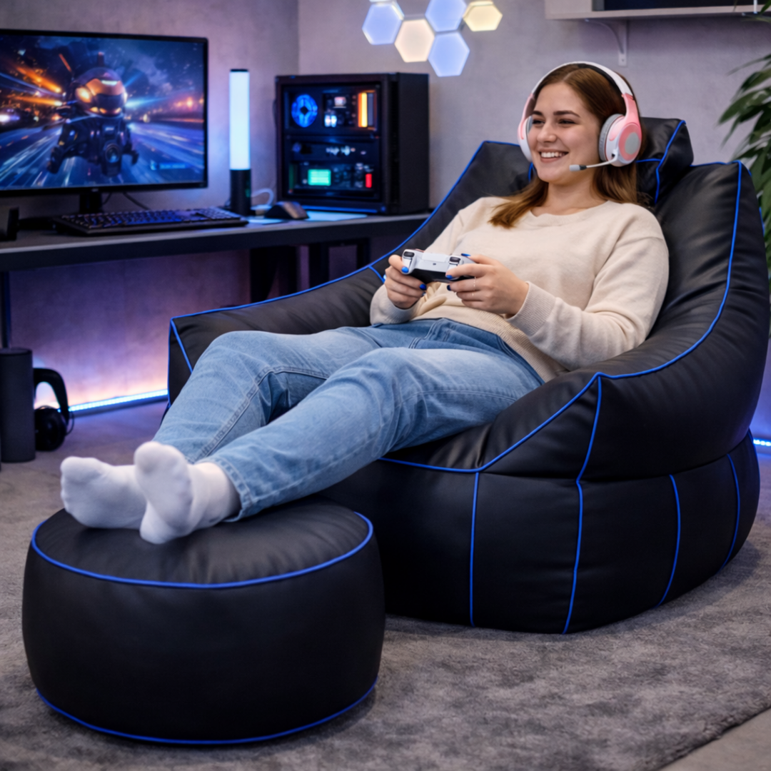 Pouf da gaming in similpelle - 100x110 cm + poggiapiedi