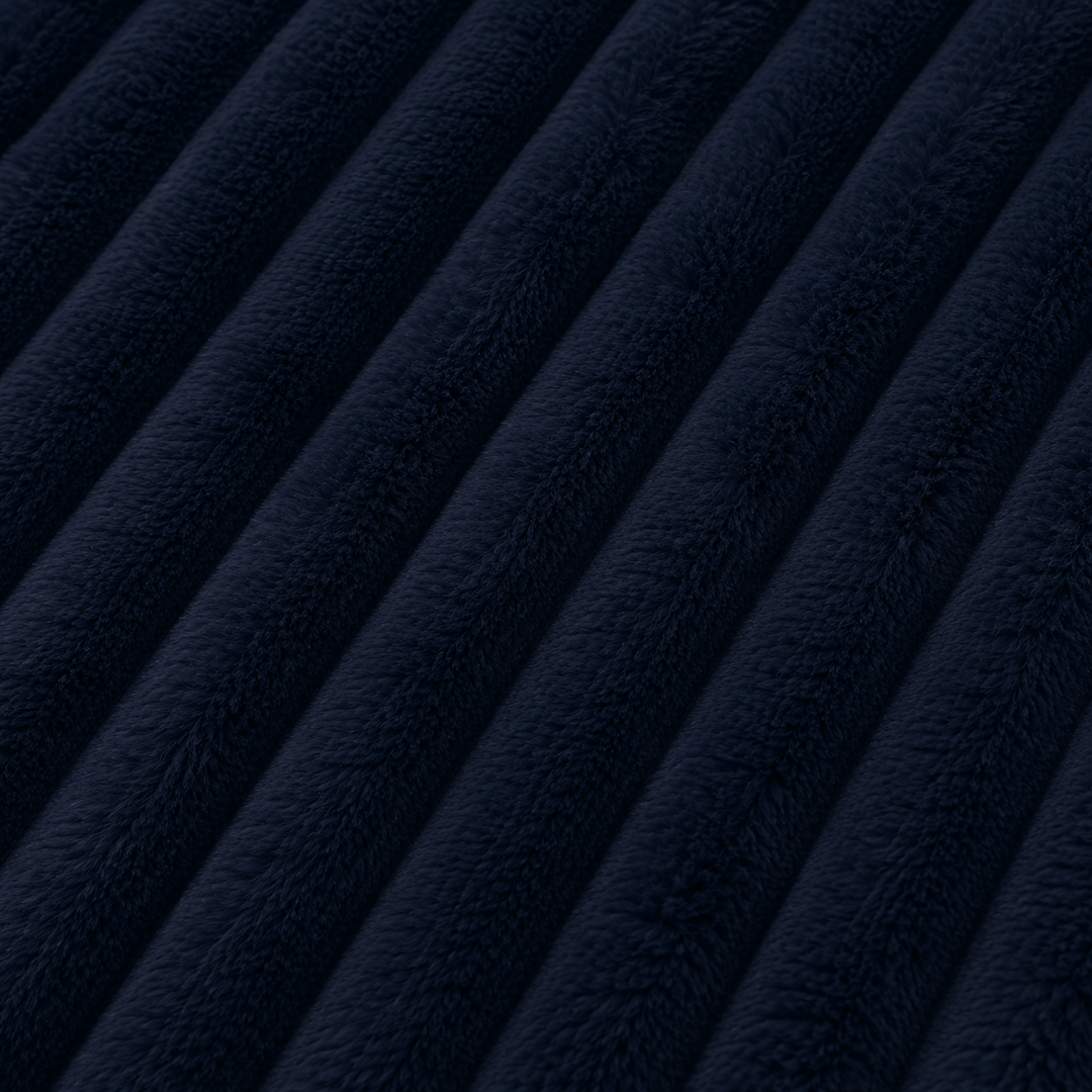 Revêtement fourrure côtelée, bleu foncé, texture du module d’angle de canapé modulable