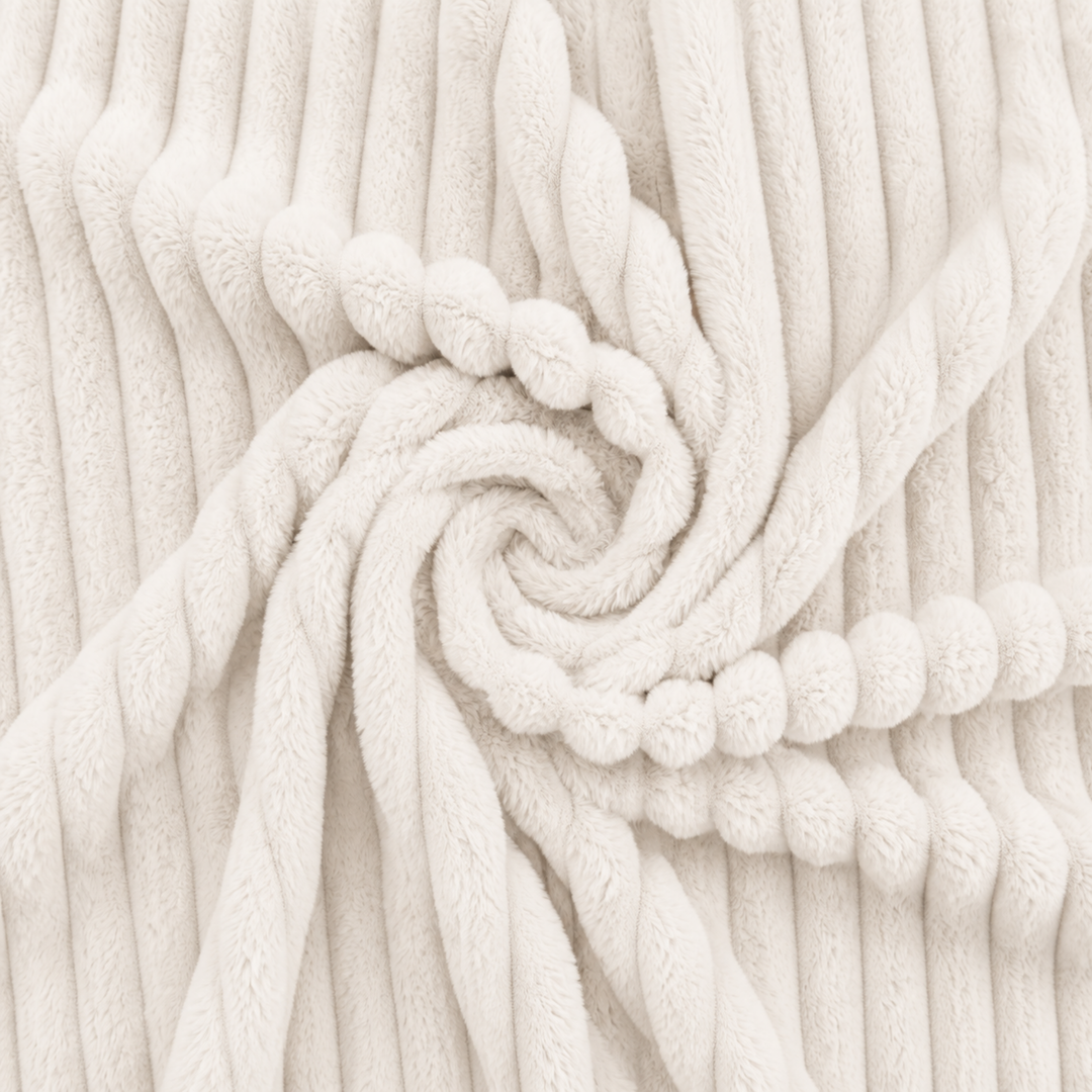 Housse de pouf poire fourrure côtelée, gros plan sur la texture du tissu côtelé