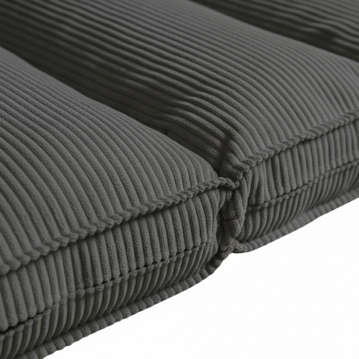Housse de futon déhoussable gris foncé, texture côtelée à fines lignes
