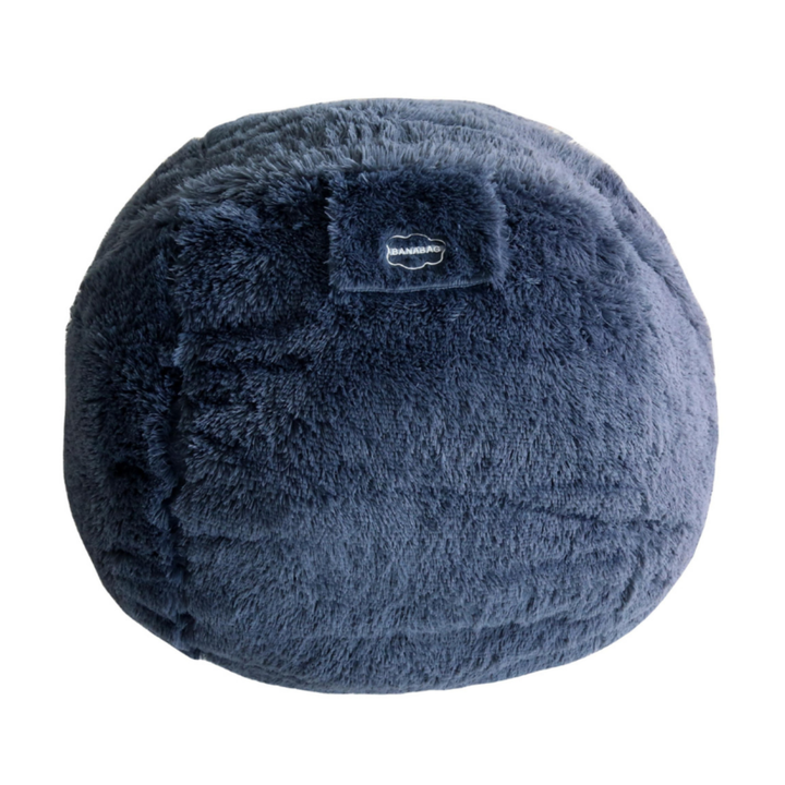 Pouf géant Bananair en fourrure grise, forme ronde
