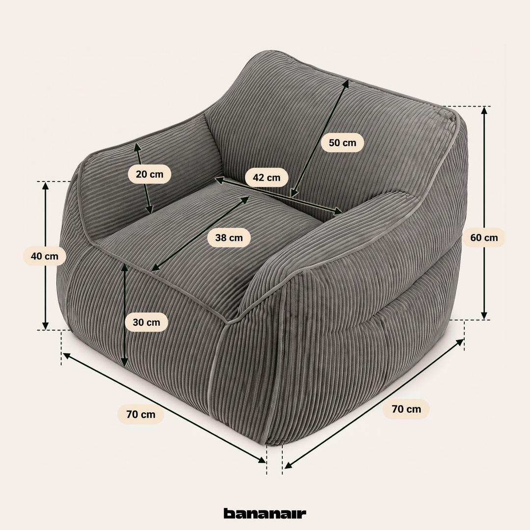 Pouf fauteuil enfant Velours Côtelé - 70x70 cm