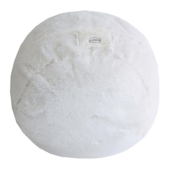 Pouf géant Bananair en fourrure blanche, forme ronde