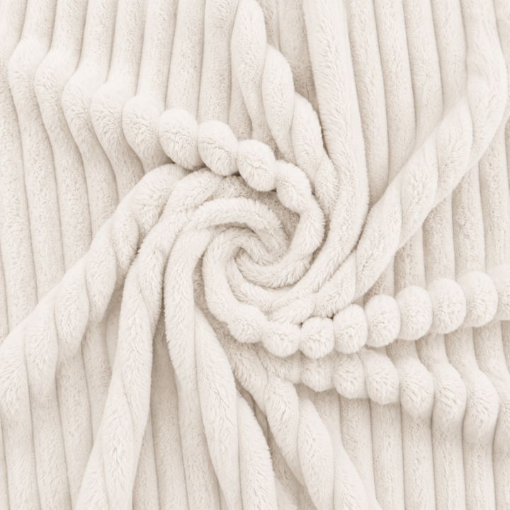 Housse de pouf poire fourrure côtelée, gros plan sur la texture du tissu côtelé