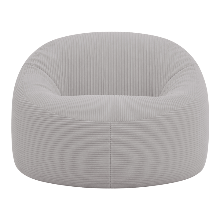 Pouf déhoussable en velours côtelé épais gris clair, vue de face