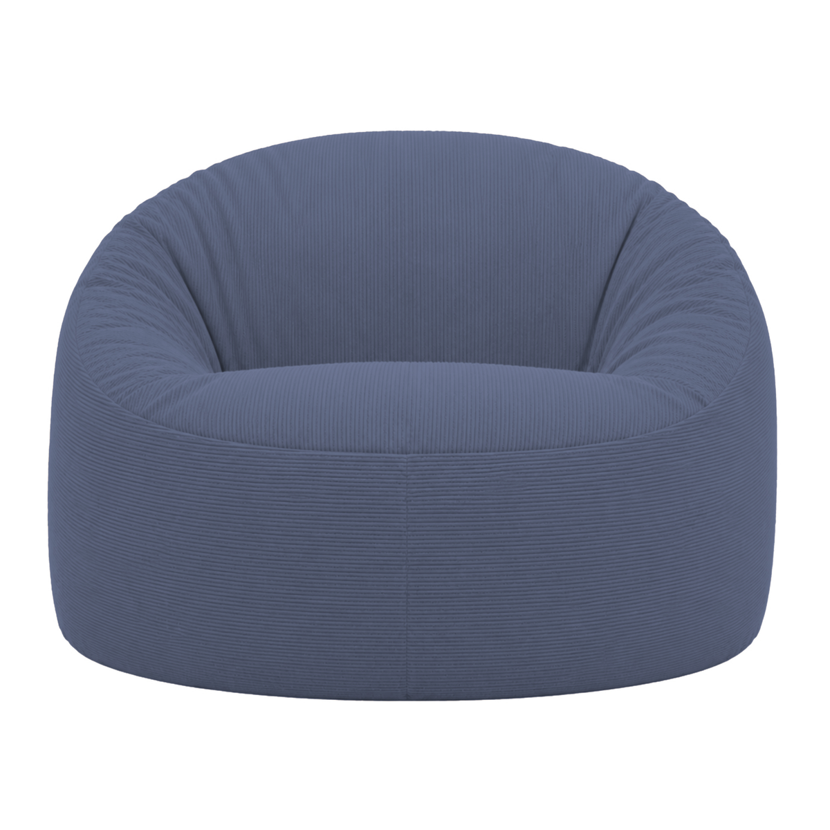 Pouf déhoussable en velours côtelé bleu foncé, forme ronde