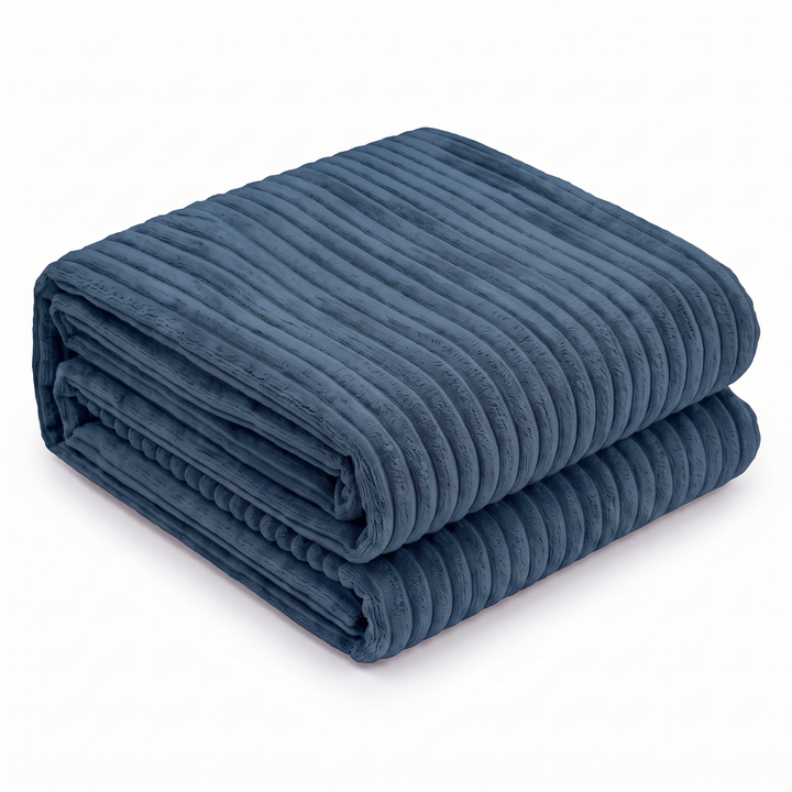 Housse de pouf XXL en velours côtelé bleu foncé, 110×100 cm.