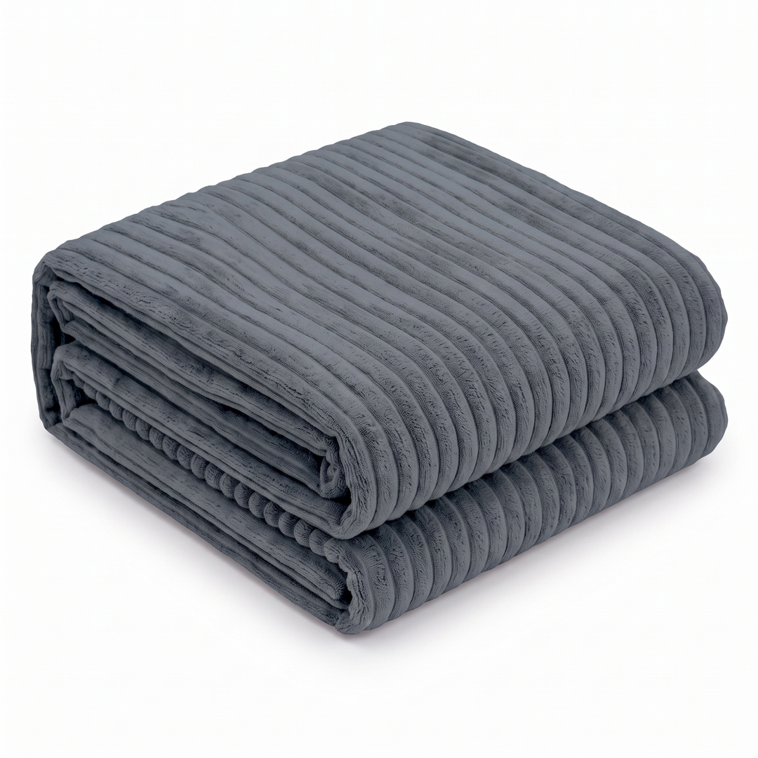 Housse de pouf XXL en velours côtelé gris foncé, 110×100 cm.