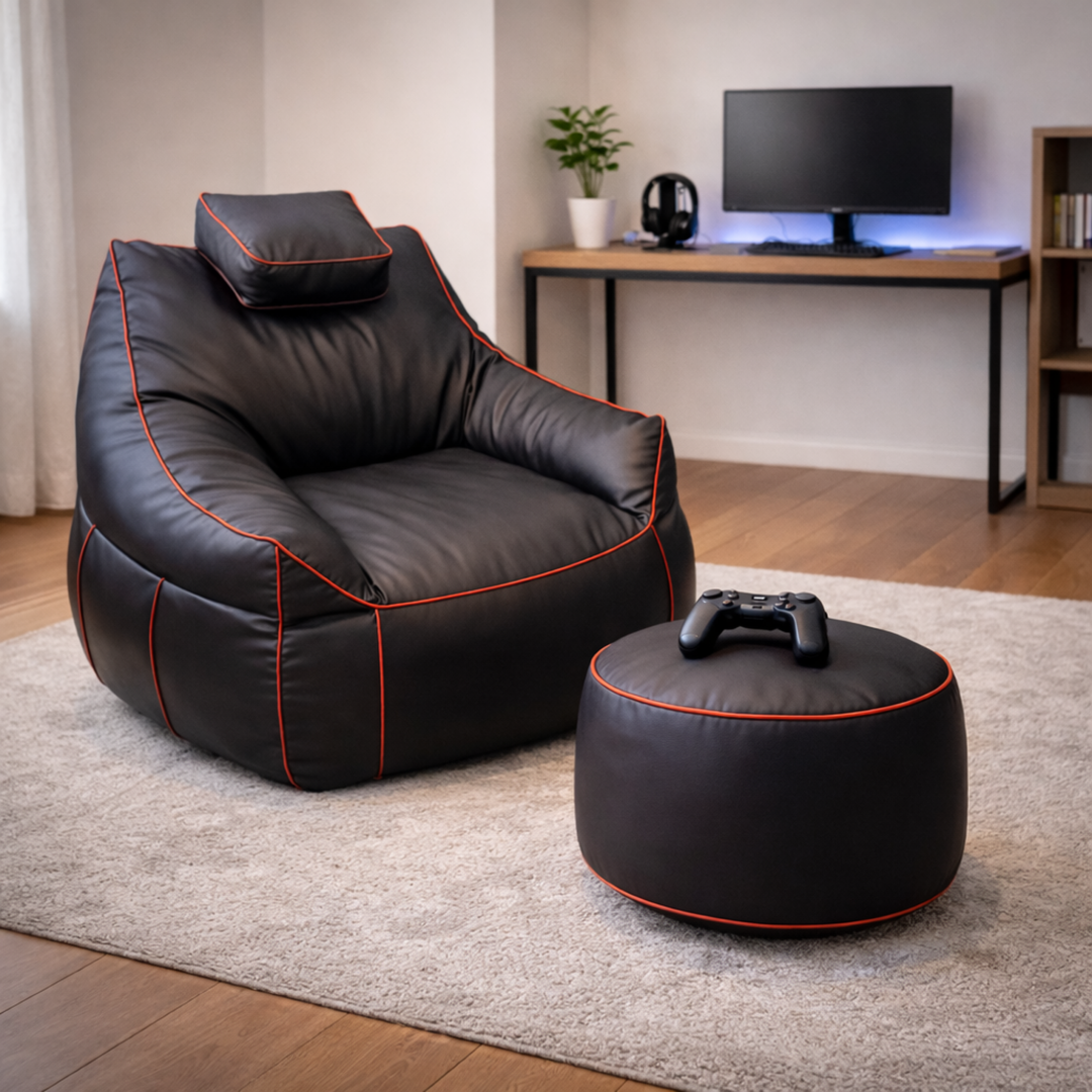 Pouf da gaming in similpelle - 100x110 cm + poggiapiedi