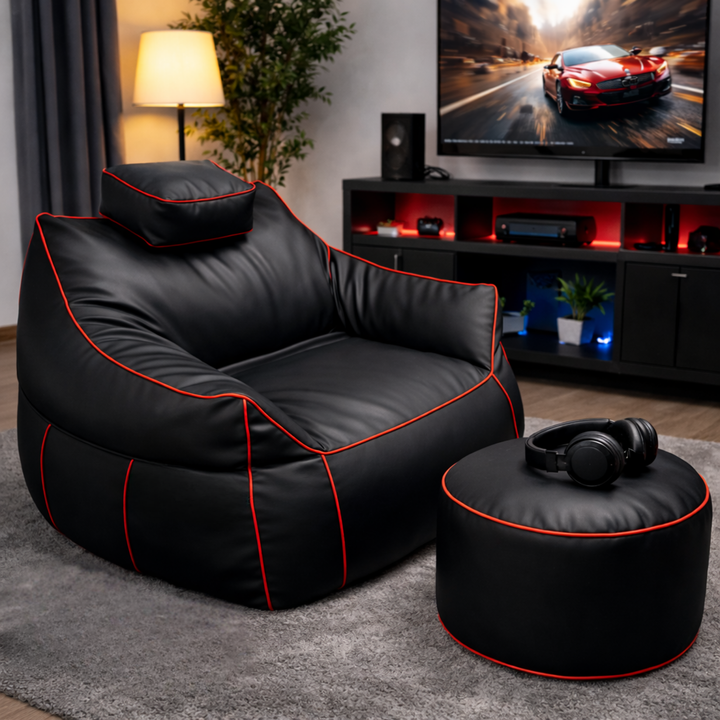 Pouf da gaming in similpelle - 100x110 cm + poggiapiedi