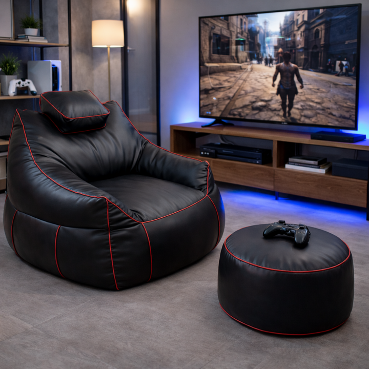 Pouf da gaming in similpelle - 100x110 cm + poggiapiedi