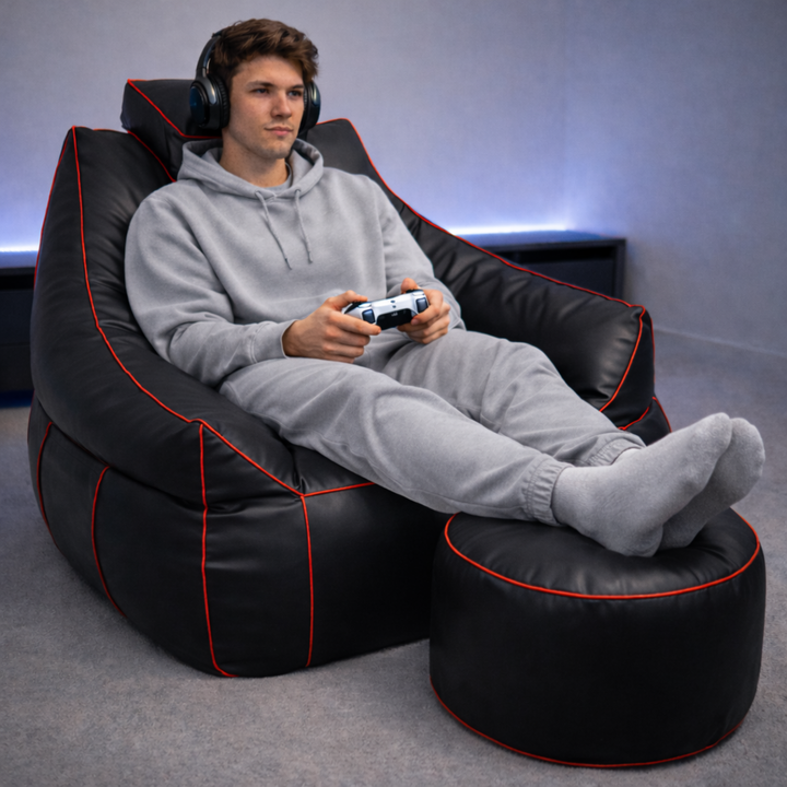 Pouf da gaming in similpelle - 100x110 cm + poggiapiedi