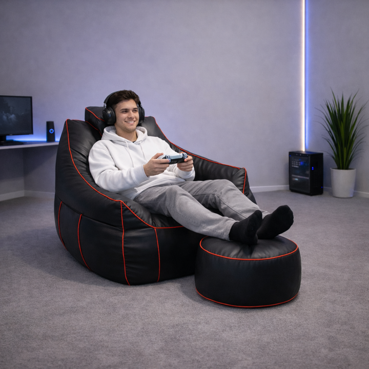 Pouf da gaming in similpelle - 100x110 cm + poggiapiedi