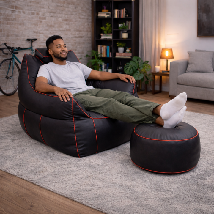 Pouf da gaming in similpelle - 100x110 cm + poggiapiedi