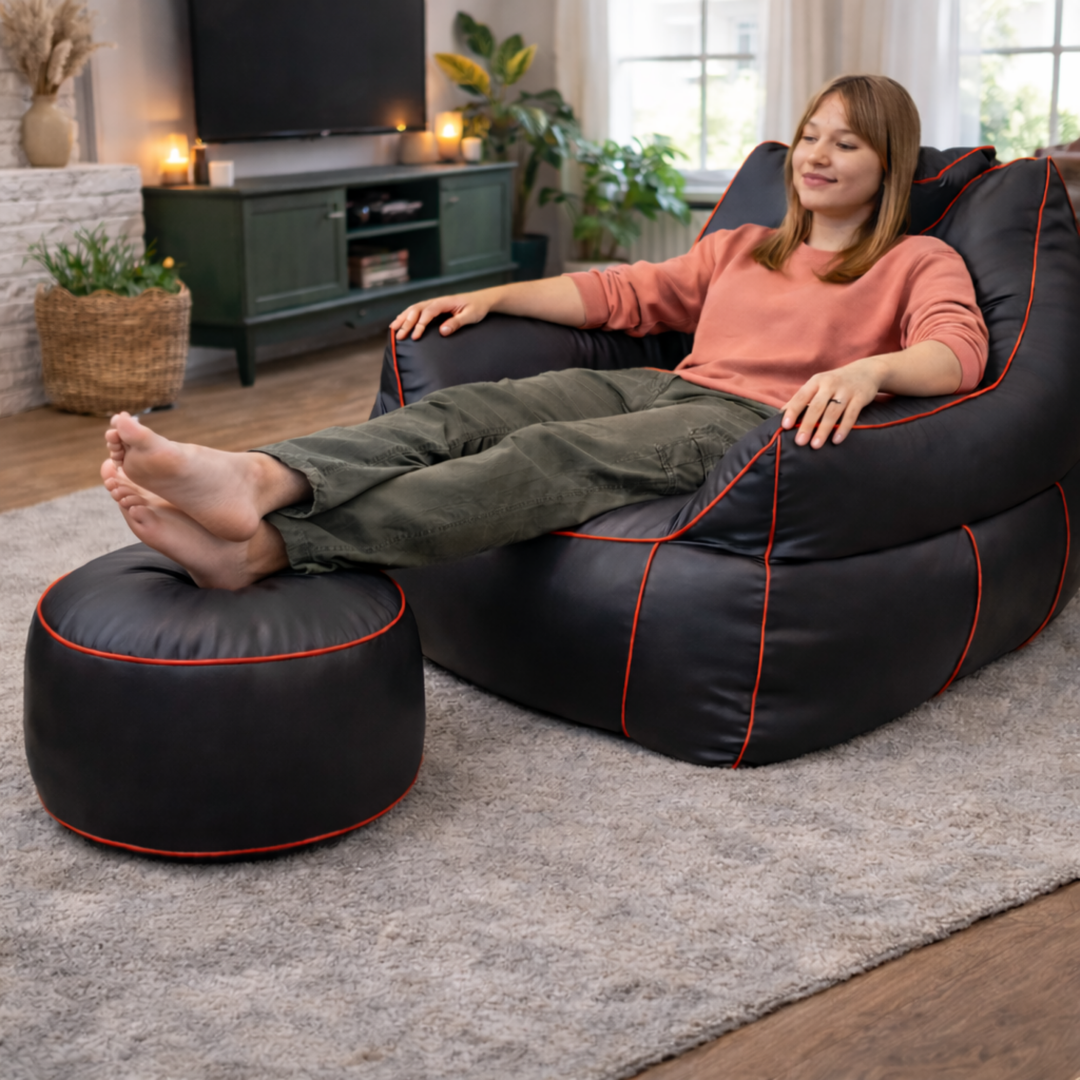 Pouf da gaming in similpelle - 100x110 cm + poggiapiedi