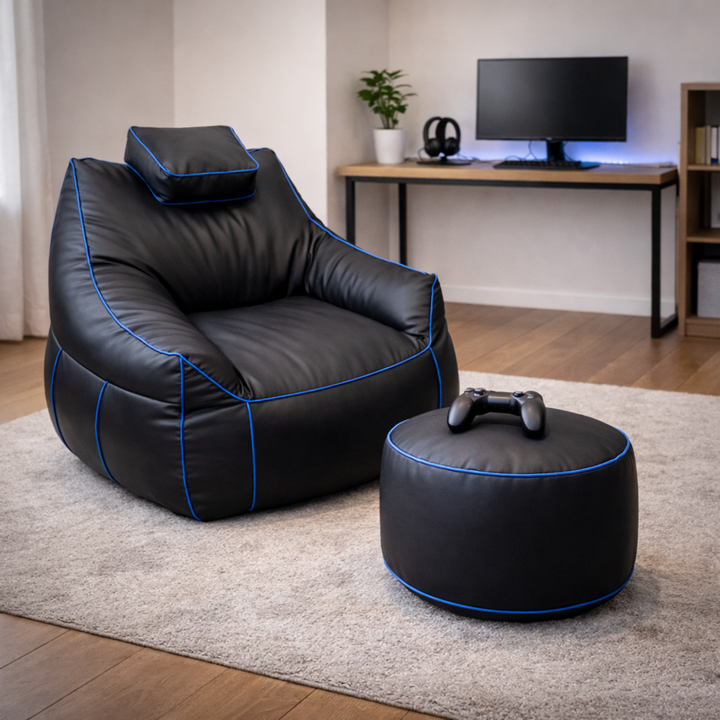Pouf da gaming in similpelle - 100x110 cm + poggiapiedi