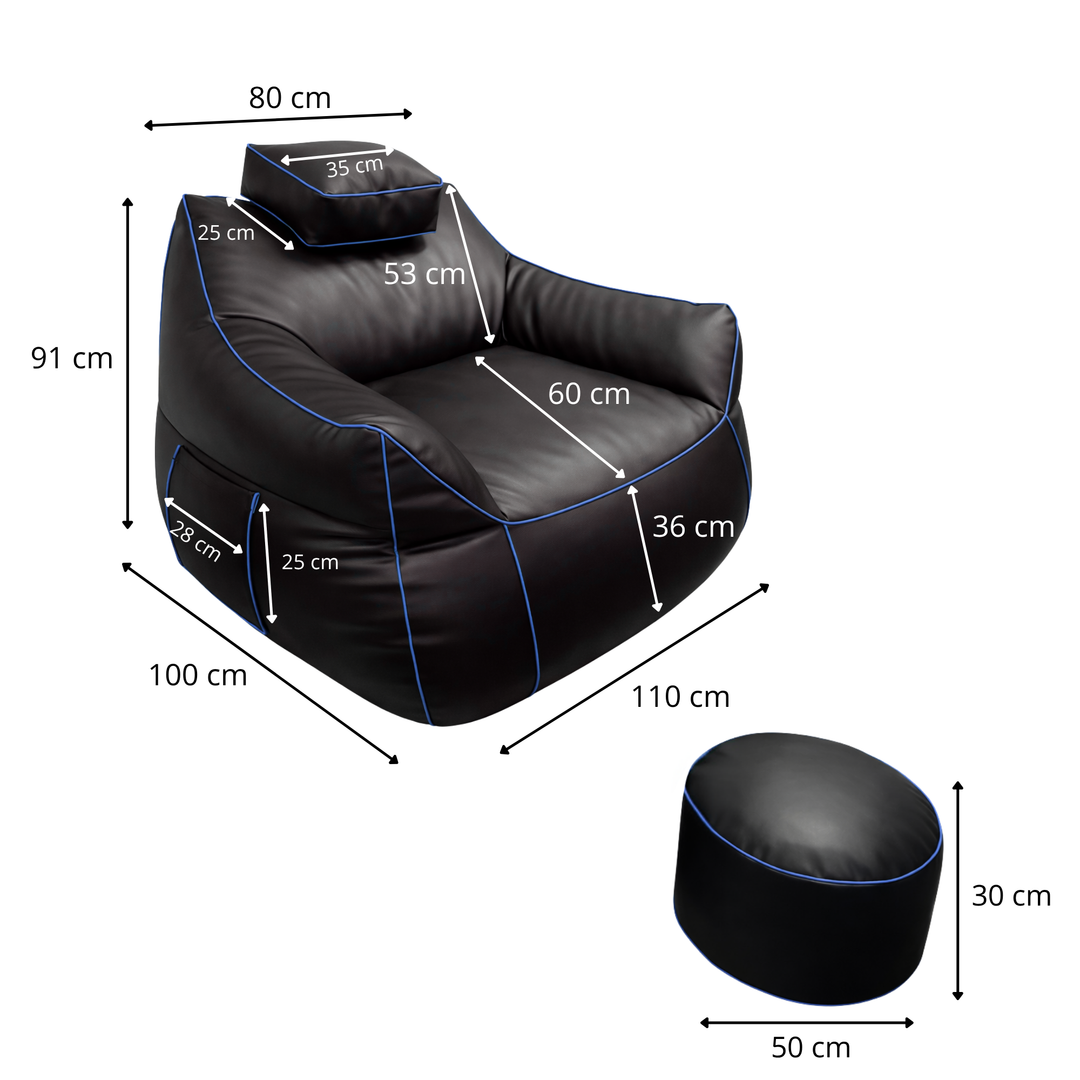 Pouf da gaming in similpelle - 100x110 cm + poggiapiedi