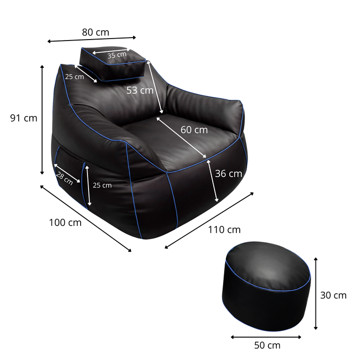 Pouf da gaming in similpelle - 100x110 cm + poggiapiedi