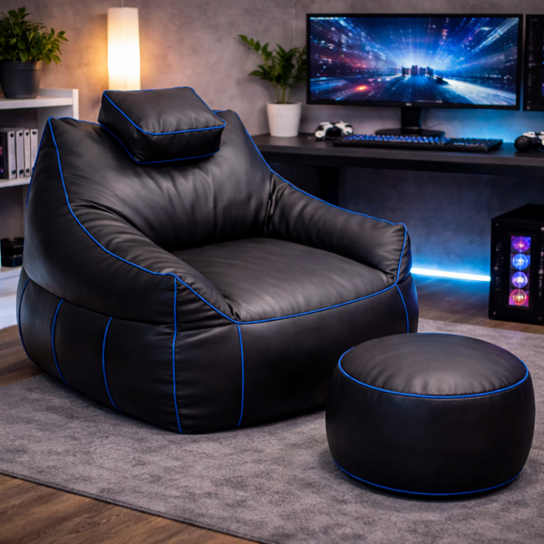 Pouf da gaming in similpelle - 100x110 cm + poggiapiedi