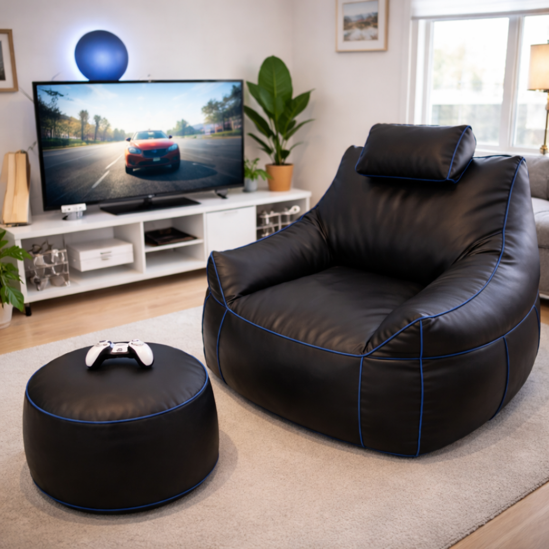 Pouf da gaming in similpelle - 100x110 cm + poggiapiedi