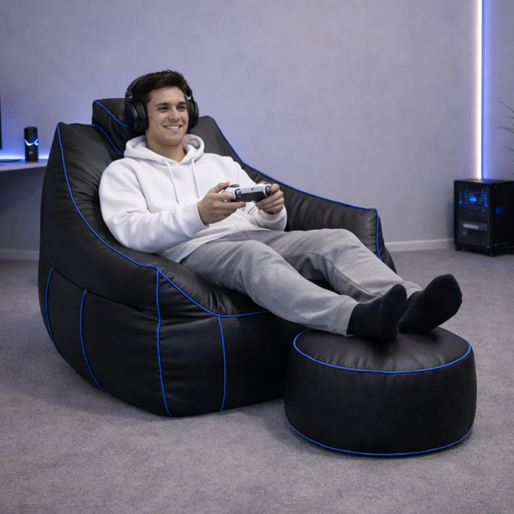 Pouf da gaming in similpelle - 100x110 cm + poggiapiedi