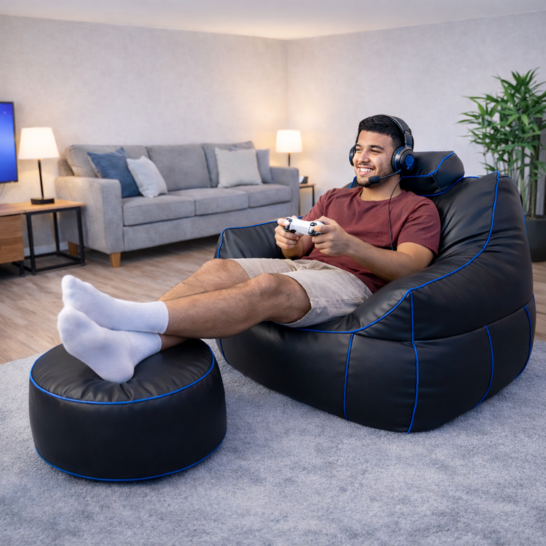 Pouf da gaming in similpelle - 100x110 cm + poggiapiedi