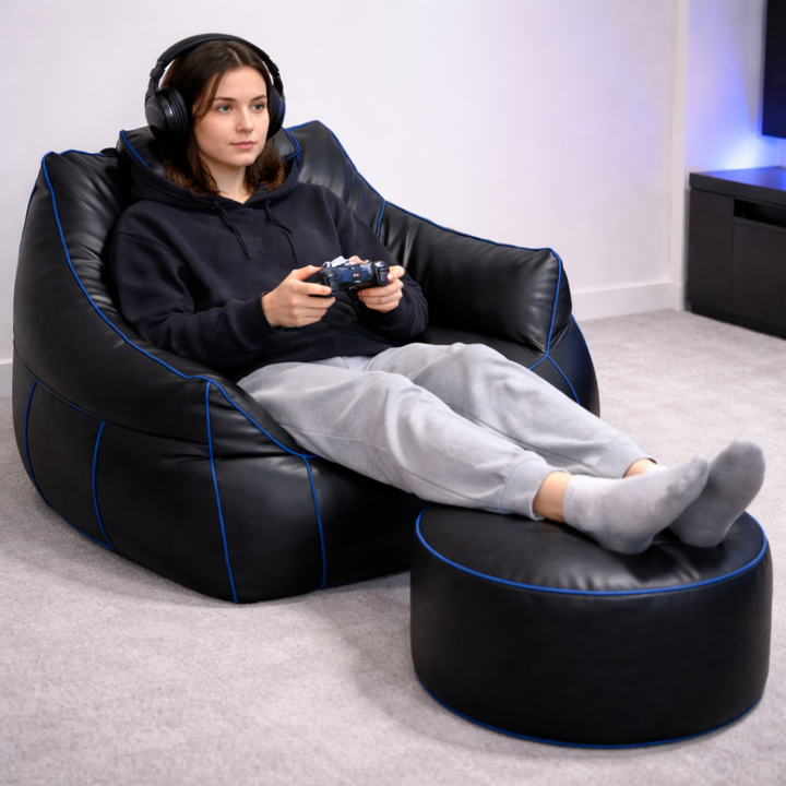 Pouf da gaming in similpelle - 100x110 cm + poggiapiedi