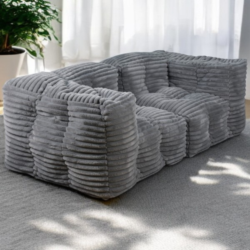 Divano componibile in pelliccia a coste - 90x180 cm