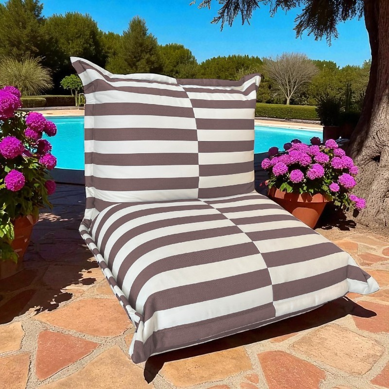 Fodera Pouf da Esterno a Righe - 85 X 85 X 75 Cm