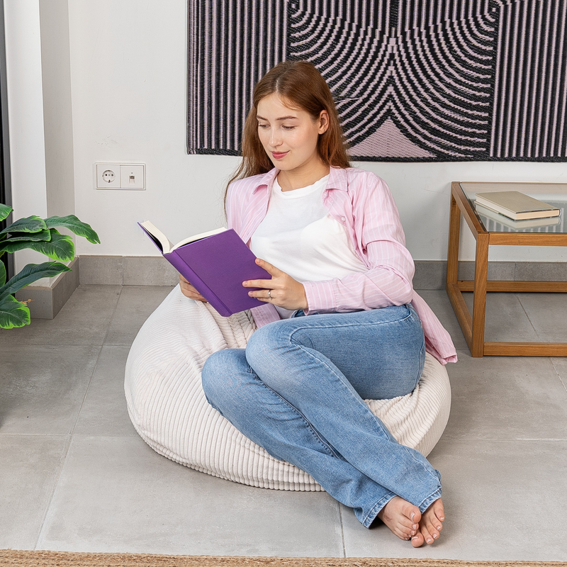 Fodera Pouf a Sacco in Velluto a Coste - 105x85 Cm