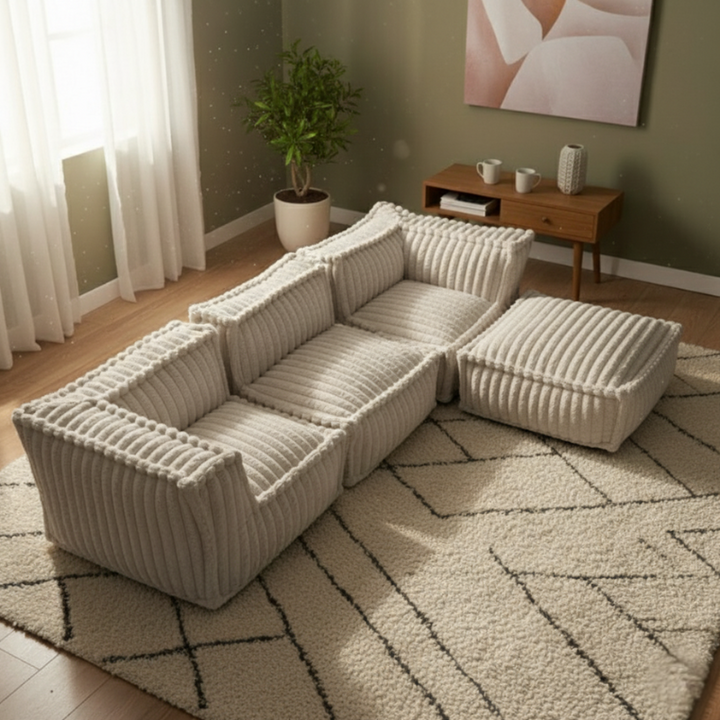 Modulo Centrale Per Divano Modulare - Pelliccia A Costine - 90x82 Cm