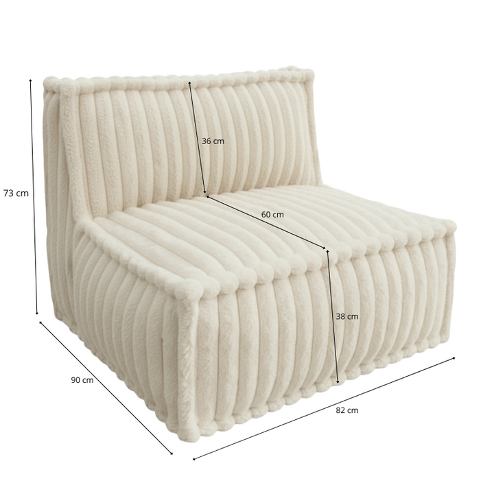 Modulo Centrale Per Divano Modulare - Pelliccia A Costine - 90x82 Cm