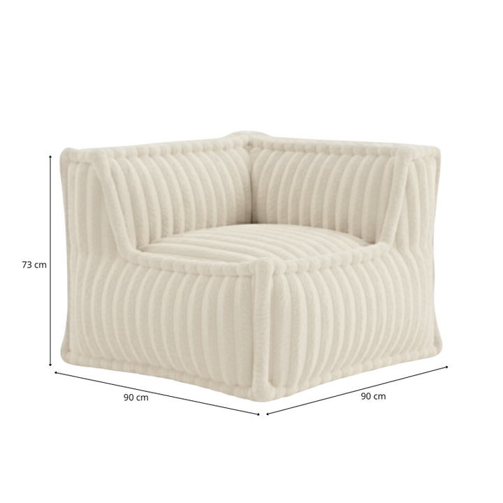 Modulo Angolare Destro Per Divano Modulare - Pelliccia A Coste - 90x90 Cm