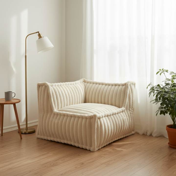 Modulo Angolare Destro Per Divano Modulare - Pelliccia A Coste - 90x90 Cm