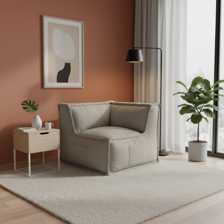 Modulo Angolare Reversibile Per Divano Modulare - Effetto Lino - 90x90 Cm