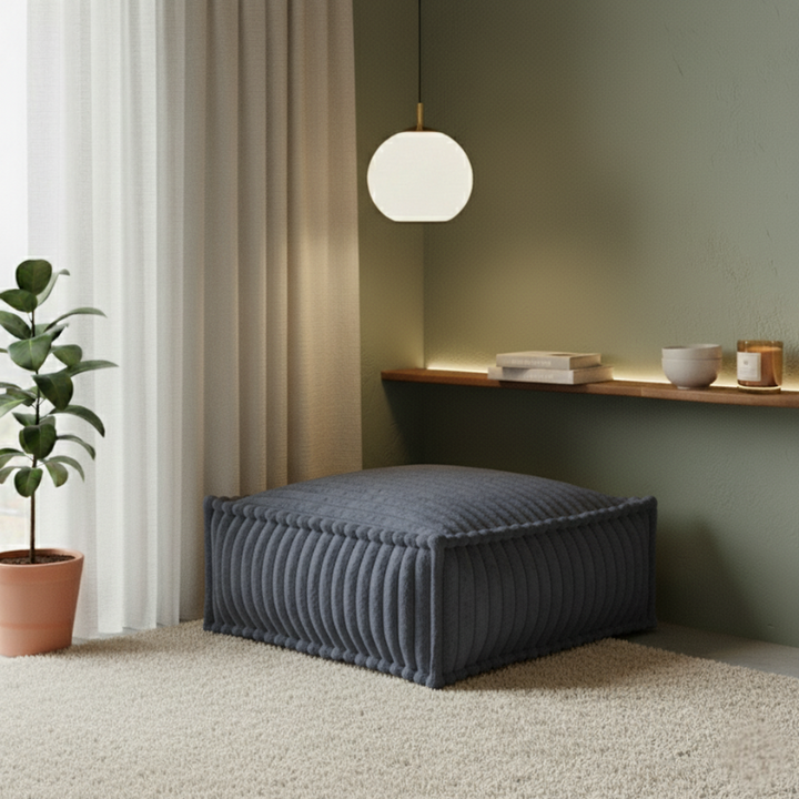 Pouf Pouf Per Divano Modulare - Pelliccia A Costine - 80x60x38 Cm