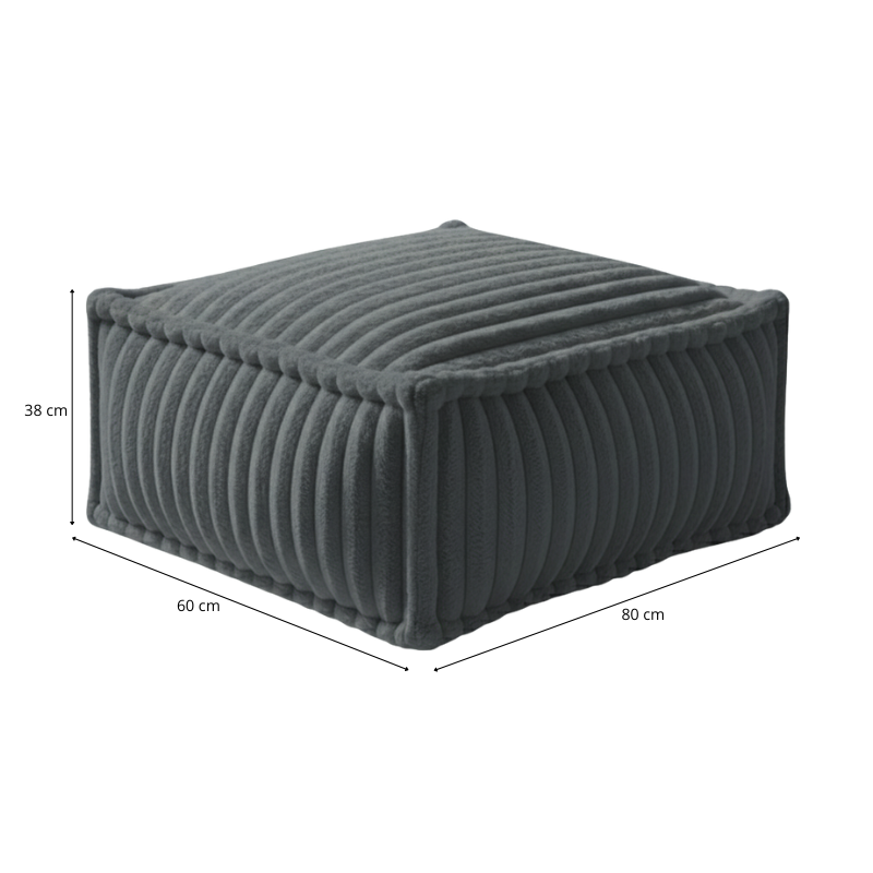 Pouf Pouf Per Divano Modulare - Pelliccia A Costine - 80x60x38 Cm