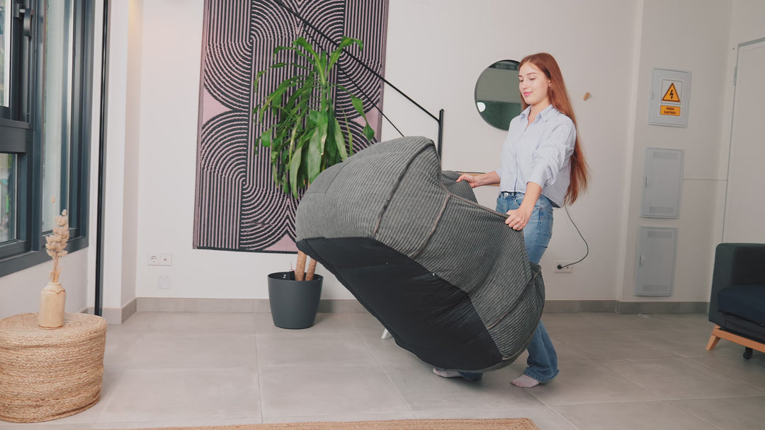 Pouf Poltrona in Velluto a Coste - 100x110 cm